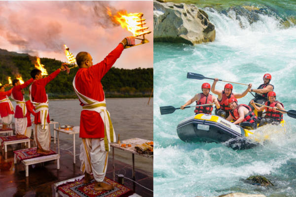 Beautiful view of Rishikesh ghats along the Ganga, counted among uttarakhand best places in India